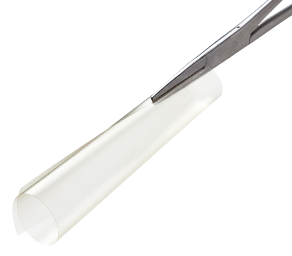 Seprafilm membrane held with forceps